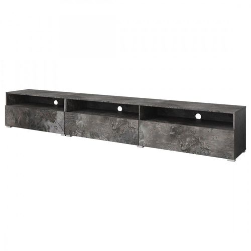 Meuble Tv Xl 270cm À Poser Ou À Suspendre Collection Ramos. Coloris Gris Effet Ardoise.