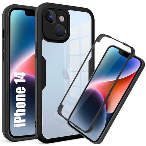 Coque Pour Iphone 14 (6,1'') Housse Integral Avant + Arrière 360 Noir