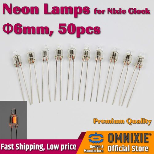 Ampoules Néon pour Projet d'Horloge Nixie,Voyants,Rouge,Orange,6x12mm,50 Pièces