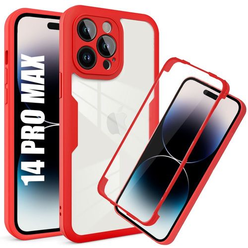 Coque Pour Iphone 14 Pro Max (6,7 Pouces) Integrale Bordure Rouge Silicone Renforcee Protection 360