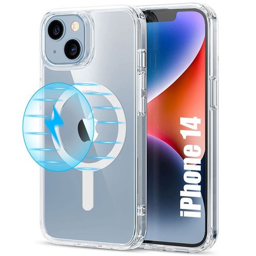 Coque Pour Iphone 14 (6,1'') Avec Cercle Magnetique Pour Chargement Sans Fil Protection Antichoc