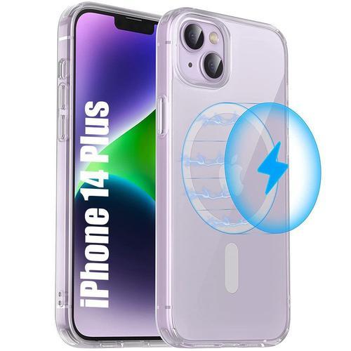 Coque Silicone Pour Iphone 14 Plus (6,7'') Anneau Magnetique Protection Transparente