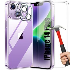 Coque Silicone Pour Iphone 14 Plus + 2 Verres Trempes Ecran Et 2 Protections Objectif Arrière