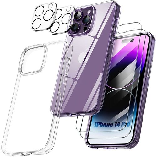 Coque Tpu Pour Iphone 14 Pro + 2 Verres Trempes Et 2 Protections Camera Arrière