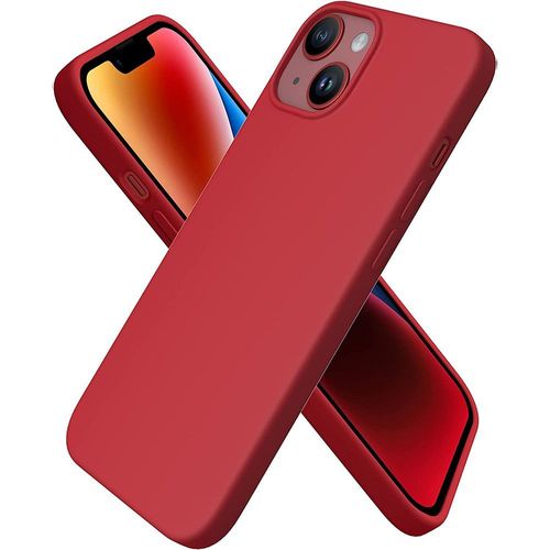 Coque Pour Iphone 14 (6,1'') Ultra Slim Silicone Liquide Rouge Antichoc Anti-Rayures