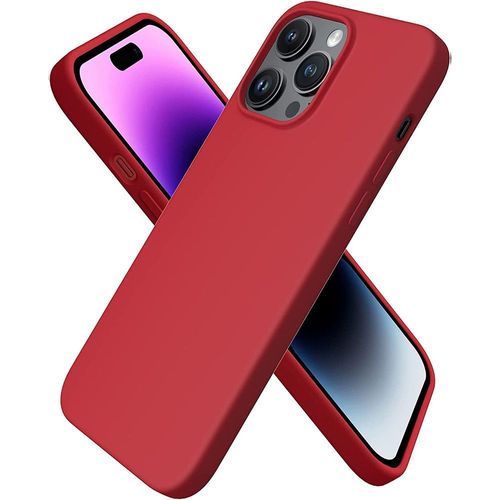 Coque Pour Iphone 14 Pro Max (6,7'') Housse Silicone Rouge Premium Souple Antichoc