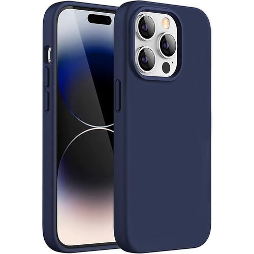 Coque Silicone Pour Iphone 14 Pro (6,1'') Antichoc Anti-Rayures Ultra Fine Bleu Marine