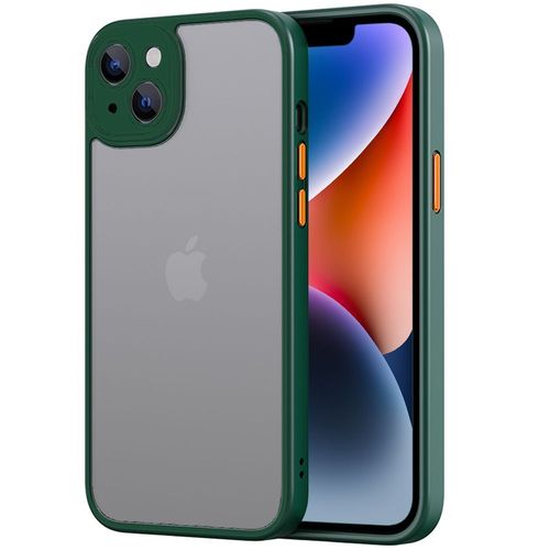 Coque Pour Iphone 14 (6,1 Pouces) Protection Silicone Vert Nuit Souple + Dos Pc Translucide