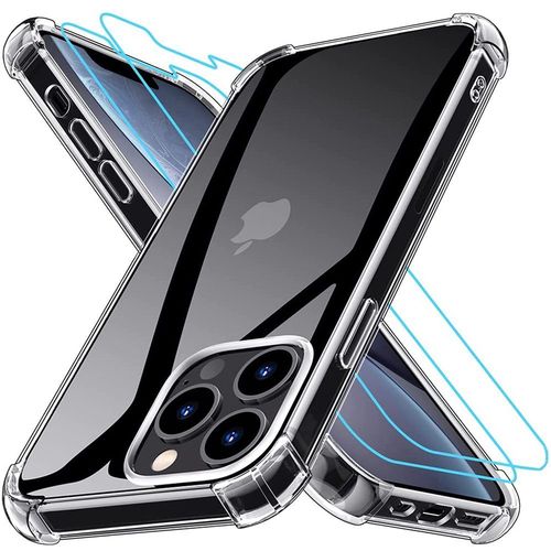 Coque Pour Iphone 13 Pro Max (6.7'') Silicone Antichoc Transparente + 2 Verres Trempes Vitre Protection D'ecran