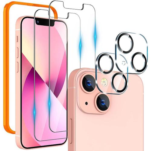 2 Verres Trempes Ecran Et 2 Protections Camera Arrière Pour Iphone 13 Mini (5,4'')