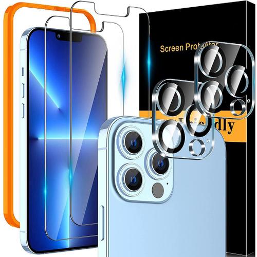 2 Verres Trempes Ecran Et 2 Protections Camera Arrièrepour Iphone 13 Pro Max (6,7'')