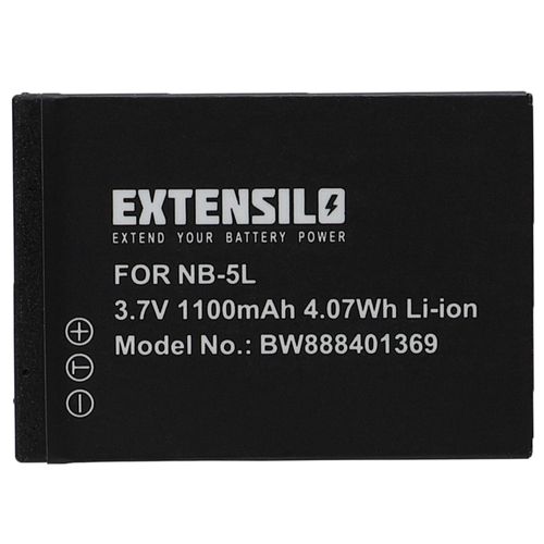 EXTENSILO Batterie compatible avec Canon PowerShot SD700, SD800, SD900, SD900Ti, S100 appareil photo, reflex numérique (1100mAh, 3,7V, Li-ion)