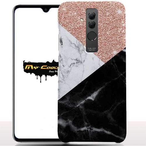 Coque Huawei Mate 20 Lite Marbre Strass Roses - Housse Souple