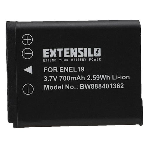 EXTENSILO Batterie compatible avec Nikon Coolpix S100, S2500, S2550, S2600, A100, A300 appareil photo, reflex numérique (700mAh, 3,7V, Li-ion)