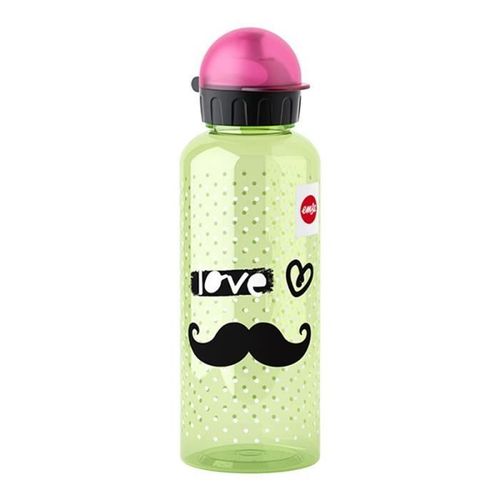 Emsa Mustache, Utilisation Quotidienne, 600 Ml, Noir, Vert, Rose, Tritan, Enfant, Garçon-Fille