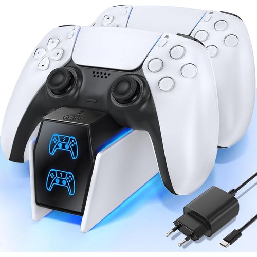 Station De Charge Manette Ps5, Chargeur Ps5 Pour Manette Ps5 Compatible Avec Dualsense Ps5 & Edge, Accessoires De Station De Charge Ps5 Avec 9 Modes Rvb Et Prise Eu