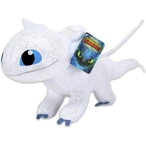 Peluche Dragons 3 - Dreamworks - Furie Eclair 46 Cm - Blanc Et Bleu - Mixte