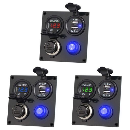 Voltmètre & Thermomètre Voiture 2-en-1 | Prise Allume-Cigare 12V | Écran LCD | Capteur Externe | Rouge/Bleu Ou Rouge/Vert