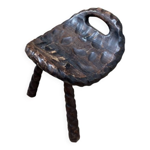 Tabouret Rustique En Bois Goug Marron
