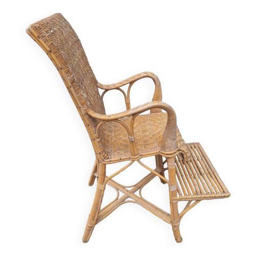 Ancien Fauteuil Rotin Vintage Chaise Dore