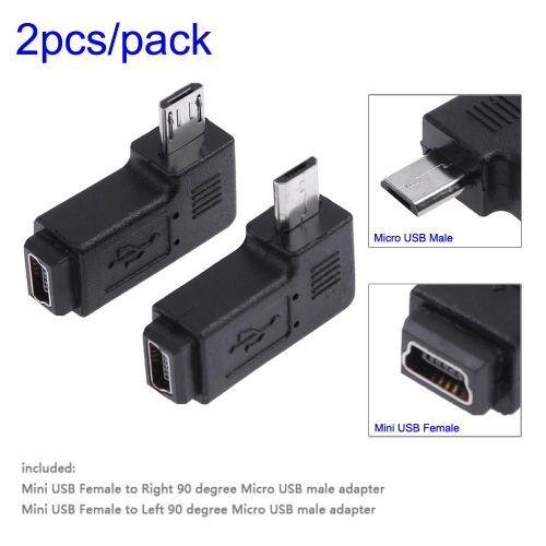 Adaptateur Mini USB femelle à Micro USB mâle 90 degrés, 2 pièces, accessoires d'ordinateur