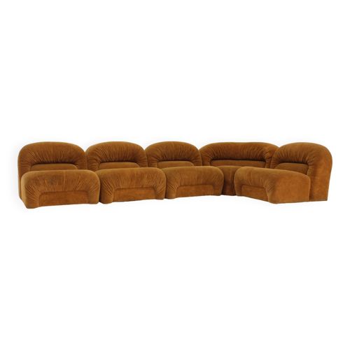 Canap Modulaire Italien Vintage Des Annes 1970 Lot De 5 Orange