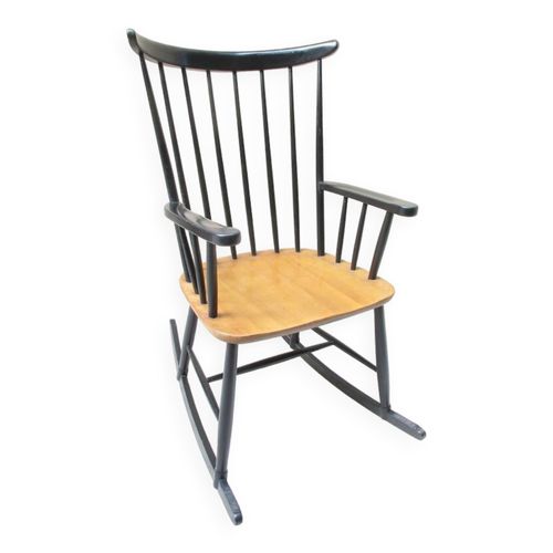 Rockingchair Vintage Scandinave Design Attribu Ilmari Tapiovara Noir