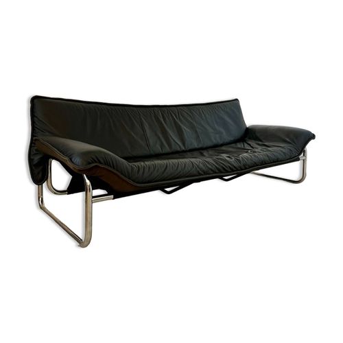 Ancien Canap Designjohan Bertil Hggstrm Pour Ika Cuir Et Structure Mtal Annes 70 Vintage Noir
