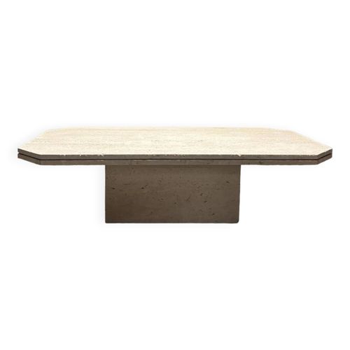 Table Basse Design En Travertin Brut Milieu Xxme Italie 1970 Beige