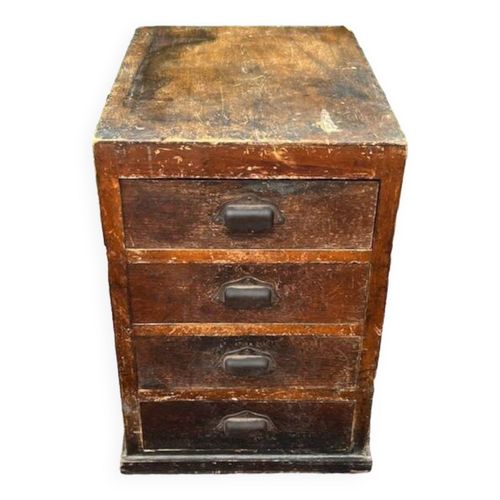 Caisson  Meuble De Mtier 4 Tiroirs Poignes Coquilles Bois