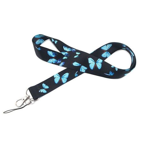 Sangle De Cou Pour Téléphone Portable, Motif Papillon, Bleu, Jaune, Porte-Badge, Lanière Pour Carte D'employé, Pour Appareil Photo, Étiquette De Nom