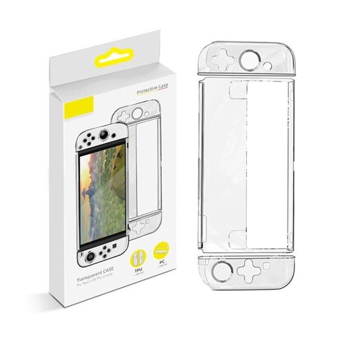 Coque De Protection Complète En Cristal Tpu + Pc, Étui De Protection Transparent L R Grip Skin Pour Ns Switch Oled