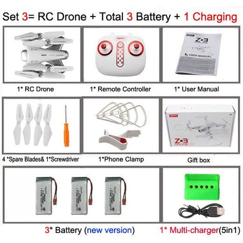 Syma Z3-Drone Intelligent Pliable Fpv Rc",Quadrirotor ¿¿ Flux Optique Avec Cam¿¿Ra Hd Wifi,Temps R¿¿El,Maintien D'altitude,"Vol Stationnaire - Type Set3