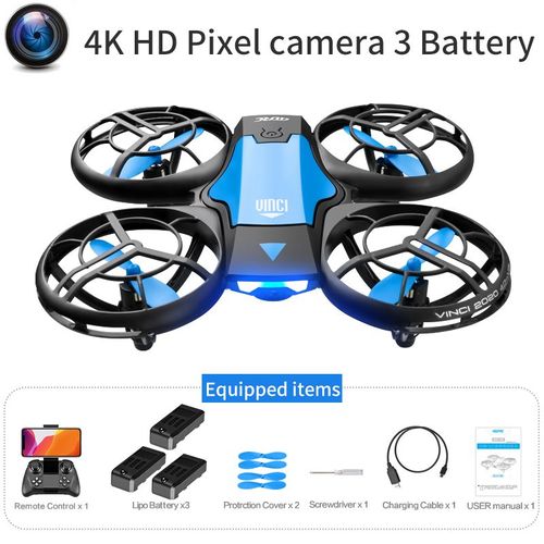 Mini Drone V8 4k 1080p Hd",Cam¿¿Ra Wifi Fpv,Pression De L'air,Maintien D'altitude,Quadricopt¿¿Re Noir,"Jouet Rc - Type 4k Hd Camera 3b