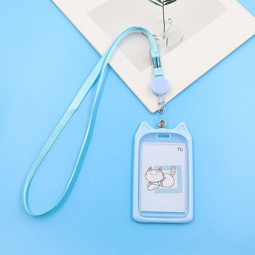 Porte-Badge Oreilles De Chat En Silicone, Avec Lanière Rétractable, Porte-Carte De Travail Pour Personnel, Pochette Pour Carte D'identité, Badge Nom, Couverture De Carte De Passage