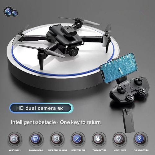 Cam¿¿Ra Professionnelle Uav 809 Hd 4k Wifi Fpv",Flux Optique 360 ¡Ã,¿¿Vitement D'obstacles,Avion Pliable ¿¿ Quatre Axes,"Jouet Gratuit - Type 6k Black
