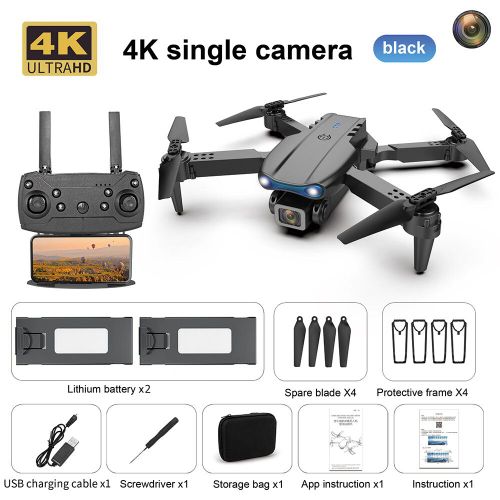 E99 Max-K3 Pro Mini Drone 4k Hd Cam¿¿Ra Wifi Fpv ¿¿Vitement D'obstacles Pliable Professionnel Rc Dron Quadcopter H¿¿Licopt¿¿Re Jouets Cadeaux - Type Single C 2b Black