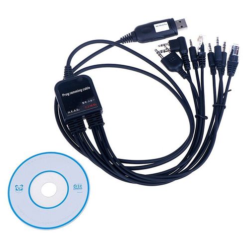 Câble de programmation USB 8 en 1 pour ordinateur kenwood, logiciel CD pour baofeng motorola yaesu pour icom Handy walkie-talkie