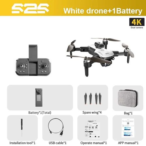 K750fa-Drone Professionnel Sans Balais S2s",Cam¿¿Ra Hd 8k Pour Touristes,¿¿Vitement D'obstacles,Photographie A¿¿Rienne,Quadricopt¿¿Re Pliable,Jouets Rc Fpv,"4k - Type Blanc-2 Camera-1b