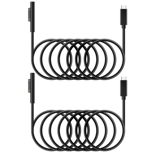 Adaptateur de chargeur USB Type C 15V PD, 2 câbles de chargement pour Surface Pro 7/6/5/4/3/GO/BOOK Laptop 1/2