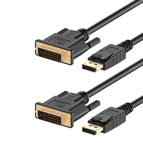 2X câble Displayport (DP) vers DVI, plaqué or, 6 pieds