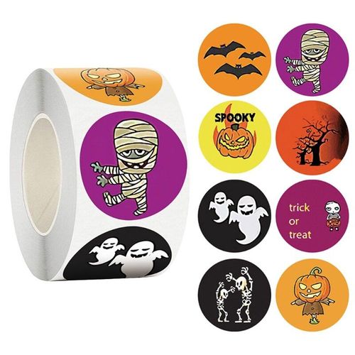 Rouleau D'étiquettes Autocollantes Pour Cadeau D'halloween, Étiquette Autocollante Pour Boîte-Cadeau, Carte Nom, Fournitures Pour Fête D'halloween, C7ab, 500 Pièces