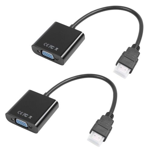 Adaptateur de câble HDMI 1080P vers VGA, 2X (Version améliorée), convertisseur pour PC portable sans alimentation, Raspberry Pi - Black