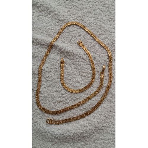 Ensemble Collier Plat En Alliage Doré, Articulations Invisibles Et Son Bracelet.