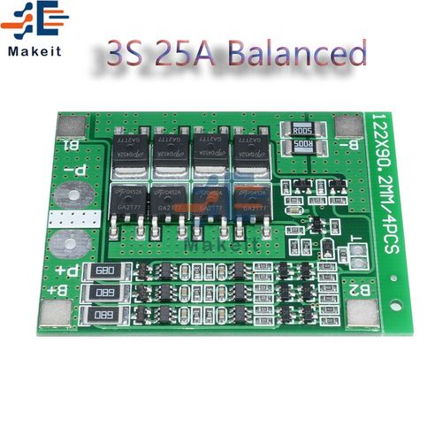 Égaliseur De Balance Bms 3s/4s 12v/24v",Batterie Au Lithium Li-Ion,Chargeur 18650 Pcb,"Carte De Protection Avec Équilibreurs - Type 3s 25a Balanced