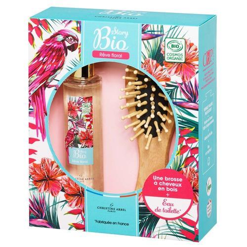 Coffret Story Bio Rêve Floral Edt 50 Ml+ 1 Brosse À Cheveux En Bois - Christine Arbel - Eau De Toilette 