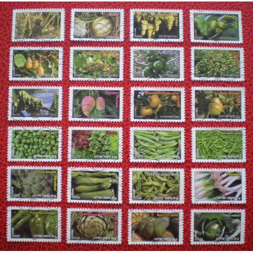 Lot De 2 Séries Complètes De 12 Timbres Oblitérés - Des Fruits Et Des Légumes Pour Une Lettre Verte - France - Année 2012