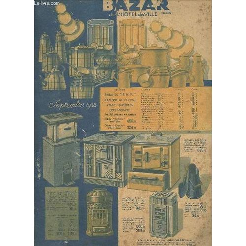 Catalogue Bazar De L Hôtel De Ville Paris - Septembre 1938.