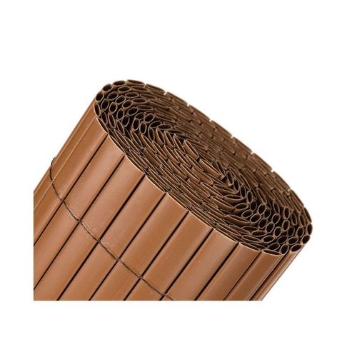 Canisse Synthétique Pvc Double 2 X 3 M Avec Cannes Entières Chocolat, Brise-Vue Pour Jardins, Balcons Et Clôtures