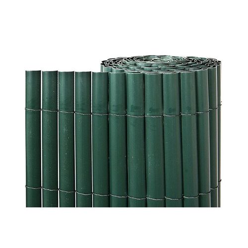 Canisse Synthétique Pvc Simple 2 X 5 M Avec Cannes Entières Vert Forcé, Brise-Vue Pour Jardins, Balcons Et Clôtures